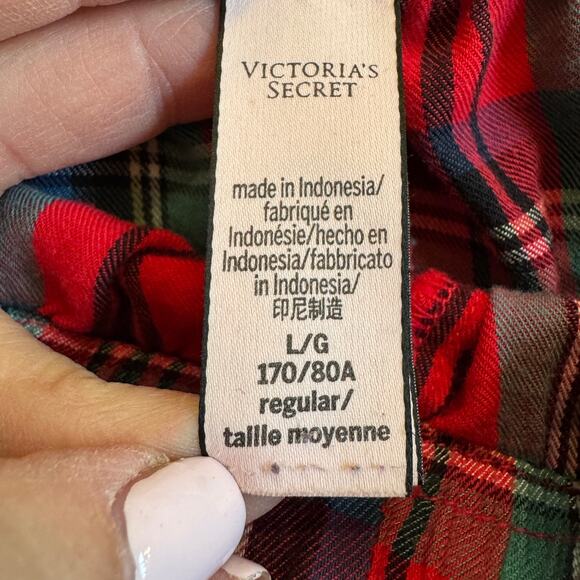 Victoria’s Secret Tartan Plaid Red Flanne Long Pants Pajama Set PJs PJ Sz Large - Picture 9 of 16